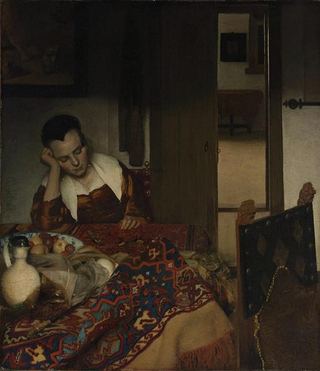 Спящая служанка, c.1656 - c.1657 - Иоганнес Вермеер