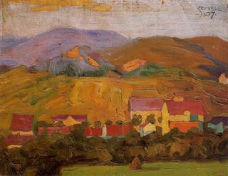 Деревня с горами, 1907
