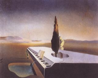Некрофильский фонтан, струящийся из рояля, 1933