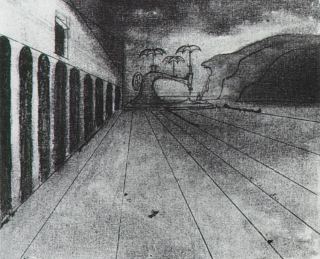 Пейзаж по мотивам Де Кирико (незаконченный), 1935