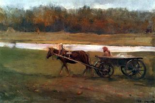 Баба в телеге. 1896