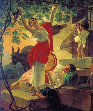 Девушка, собирающая виноград в пригороде Неаполя, 1827 - Карл Брюллов