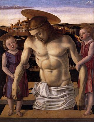 Мертвый Христос, поддерживаемый двумя ангелами, c.1460