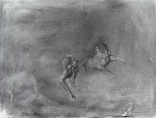 Обнаженная и лошадь с метаморфозой (незаконченная), c.1979