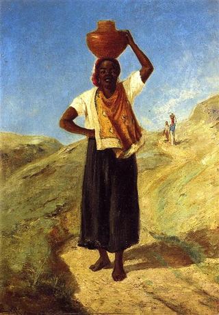 Женщина, несущая кувшин на голове, c.1854 - c.1855 - Камиль Писсарро