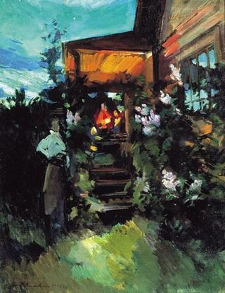 Летним вечером у крыльца. 1922