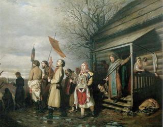 Пасхальный крестный ход в деревне, 1861 - Василий Перов