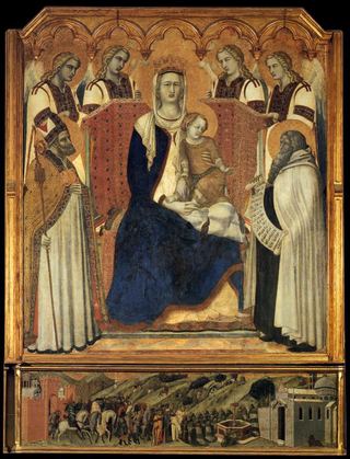 Мадонна с ангелами между Святым Николаем и пророком Илией, 1329