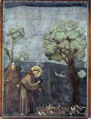 Святой Франциск проповедует птицам, 1297 - 1299 - Джотто