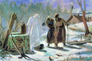 Тающая Снегурочка. Эскиз. Тушь