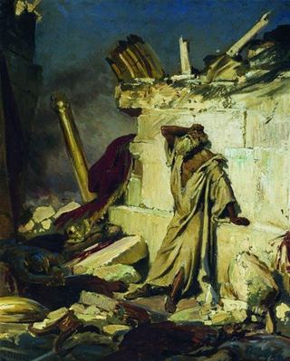 Плач пророка Иеремии на развалинах Иерусалима (на библейский сюжет), 1870 - Илья Репин