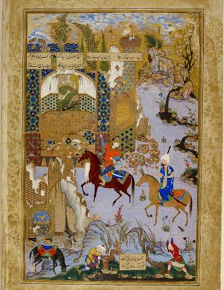Мир Мусаввир. Нуширван и совы, Хамса Низами, 1539-40, л. 15В. Британская библиотека
