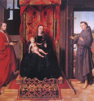 Богоматерь с Младенцем на троне со святыми Иеронимом и Франциском, 1458