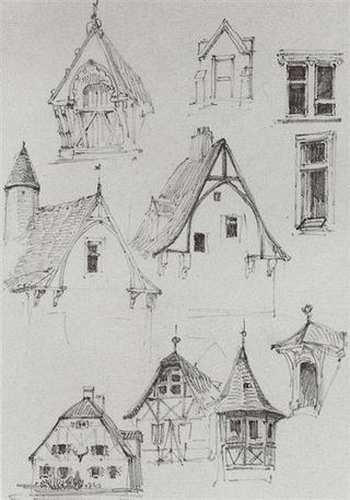 Архитектурные эскизы. Из путешествия по Германии., 1872 - Василий Поленов
