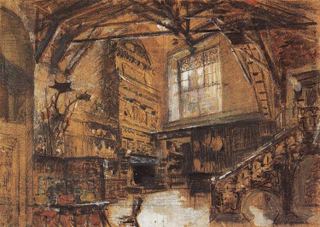 Эскиз декорации  к опере"Виндзорские  Сплетни", 1888 - Константин Коровин