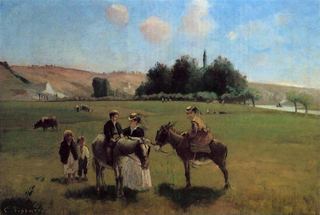 Поездка на осле в Ла-Рош-Гийон, 1864 - 1865 - Камиль Писсарро