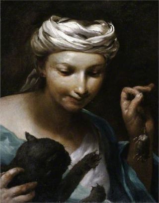 Девушка с кошкой, 1700