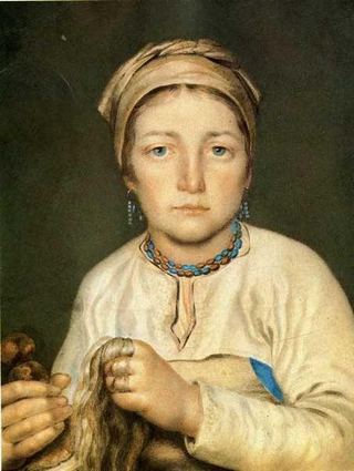 Крестьянка, расчесывающая лен (Анисия), 1822 - Алексей Венецианов