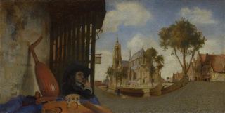 Вид Делфта с ларьком продавца музыкальных инструментов С., 1652