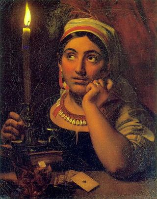 Ворожея со свечой. 1828. Холст