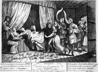 Мэри Тофт, по-видимому, рожающая кроликов, 1726