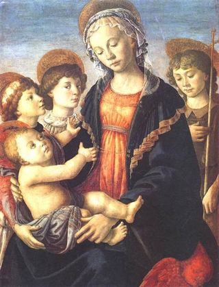 Богоматерь с Младенцем, двумя ангелами и Иоанном Крестителем, около 1470