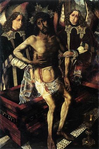 Христос у гроба, поддерживаемый двумя ангелами, 1474 - Бартоломе Бермеджо