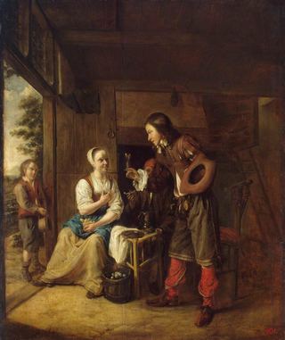 Мужчина предлагает женщине бокал вина, 1653