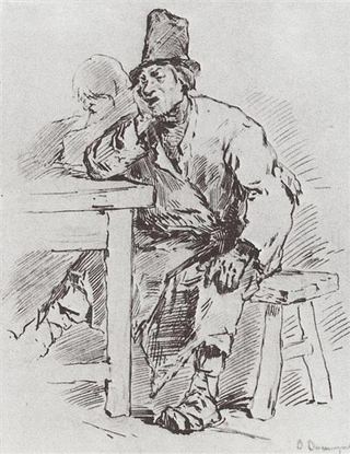 Крестьянин за столом, 1877 - Виктор Васнецов