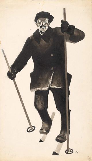 Рабочий на лыжах