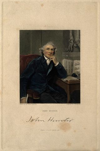 Джон Хантер. Пунктирная гравюра Г. Х. Адкока, 1833 г., по мотивам сэра Дж. Рейнольдса, 1786 г.