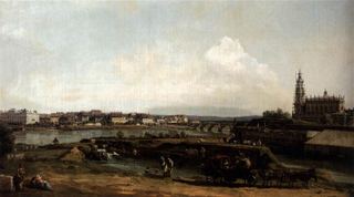Дрезден с левого берега Эльбы, под укреплениями, 1748