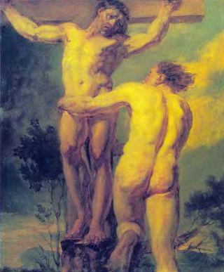 Распятие. Этюд двух натурщиков. 1800-е. Д.