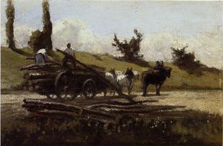 Деревянная телега, c.1863 - Камиль Писсарро