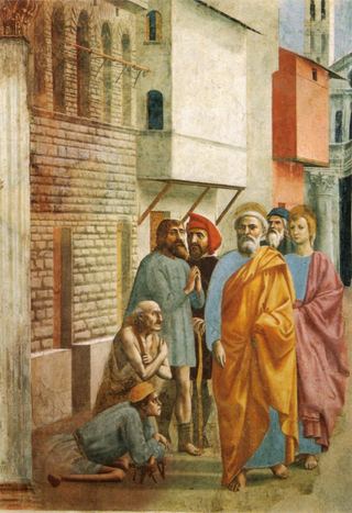 Святой Петр, исцеляющий больных своей тенью, 1424 - 1425