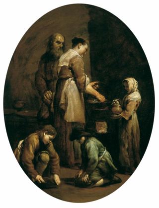 Интерьер с семьей крестьян, 1709