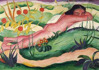 Обнаженная, лежащая в цветах, 1910