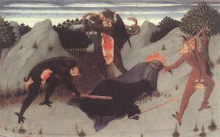 Святой Антоний Пустынник, замученный дьяволами, 1423 - Сассетта (Стефано ди Джованни)