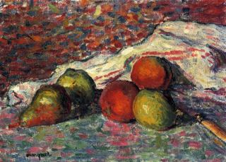 Фрукты, нож и салфетка, 1898
