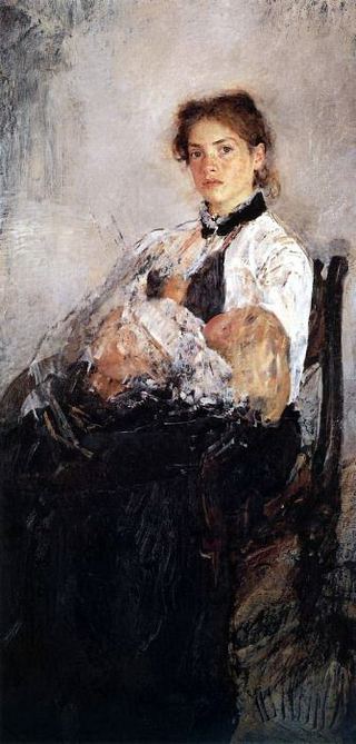 Портрет Н. Я. Дервиз с ребенком. 1888-1889