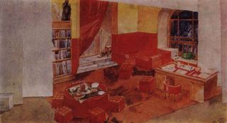Эскиз декорации к инсценировке Дневник Сатаны . 1922