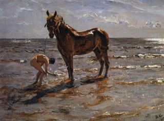 Купание лошади. 1905