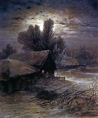 Лунная ночь в деревне . 1869