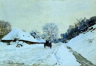 Телега на заснеженной дороге с фермой Сен-Симеон, 1865