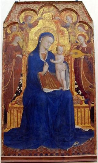 Мадонна с младенцем и ангелами, c.1437 - c.1444 - Сассетта (Стефано ди Джованни)