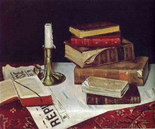 Натюрморт с книгами и свечой, 1890