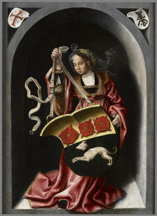 Дама с геральдическим щитом в расписной нише, c.1520 - Бернар Ван Орлей