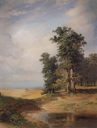 Летний пейзаж с дубами. Середина 1850-х