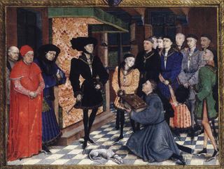 Миниатюра с первой страницы «Хроник Эно», 1448
