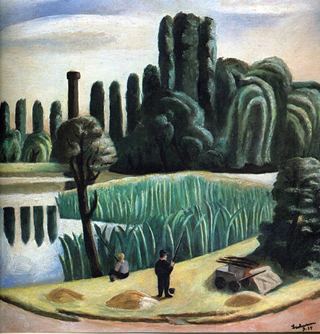 Морской пейзаж с тополями, 1924 - Макс Бекманн